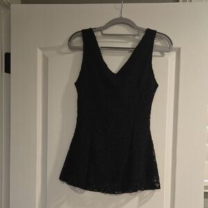 Boston Proper Black Lace V-Neck Top